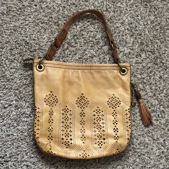 Fossil Brown Leather Cutout Shoulder Bag - Picture 6 of 16
